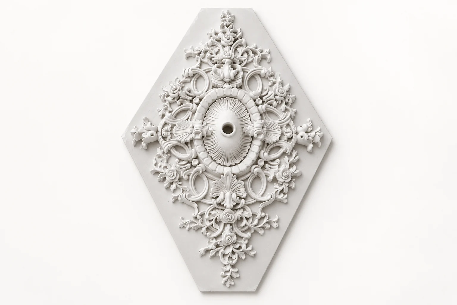 Oval Rose and Shell Ceiling Medallion
