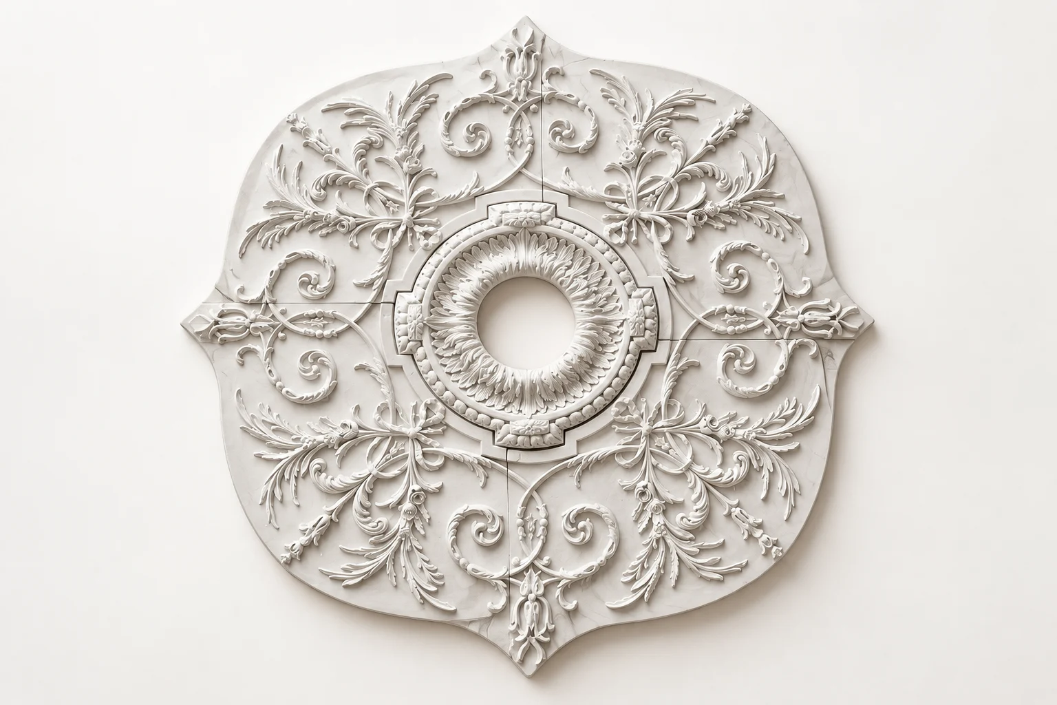 Shaped Acanthus Sprig Ceiling Medallion
