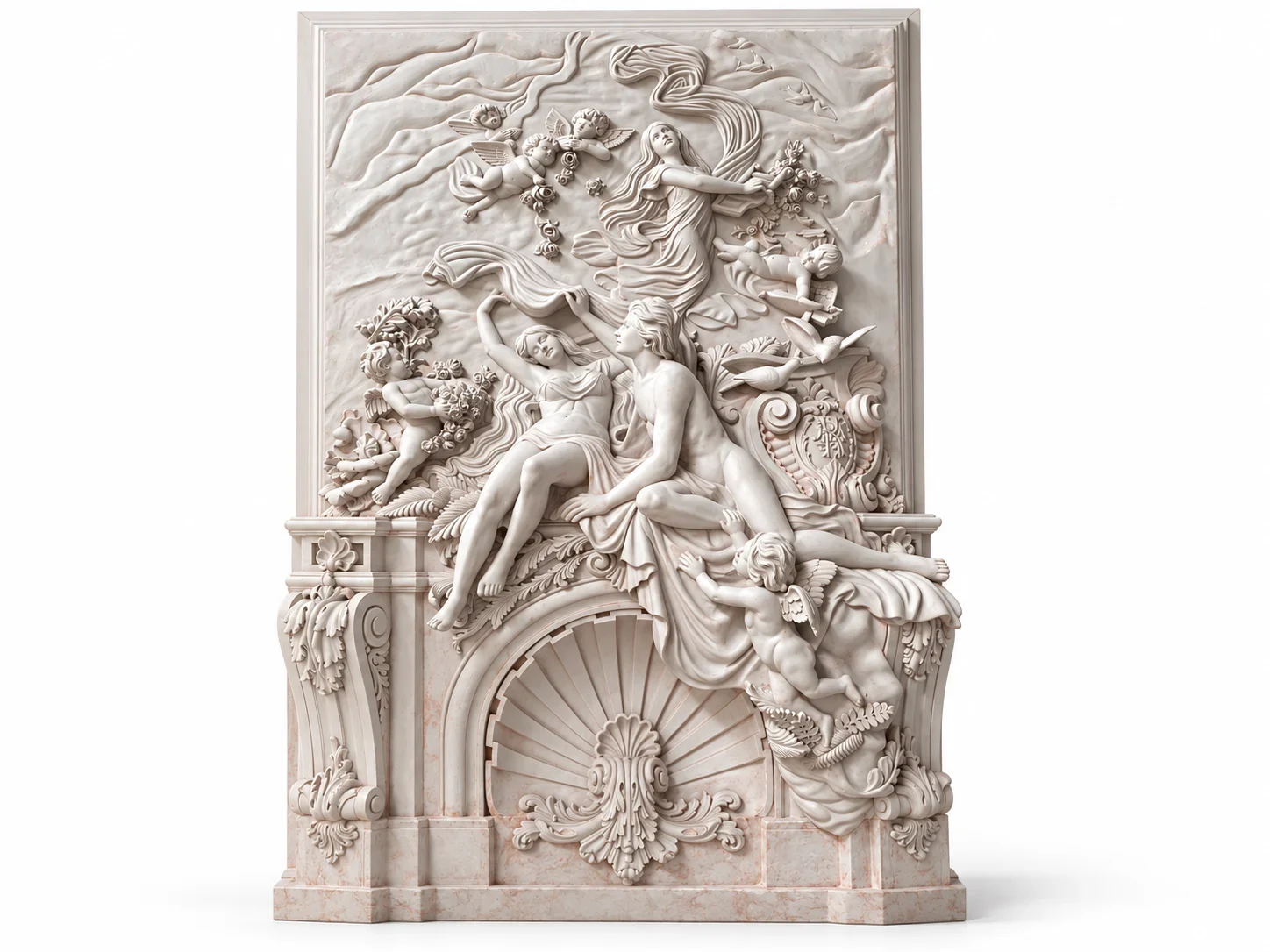 Figural Baroque Fireplace Surround