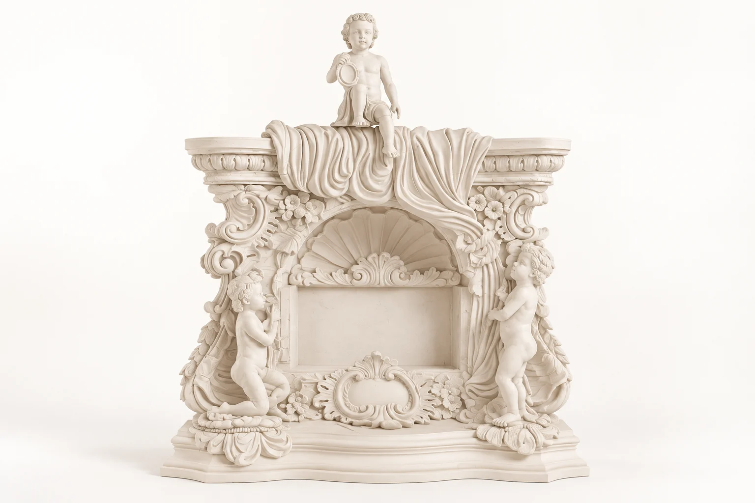 Putti Drapery Fireplace Surround
