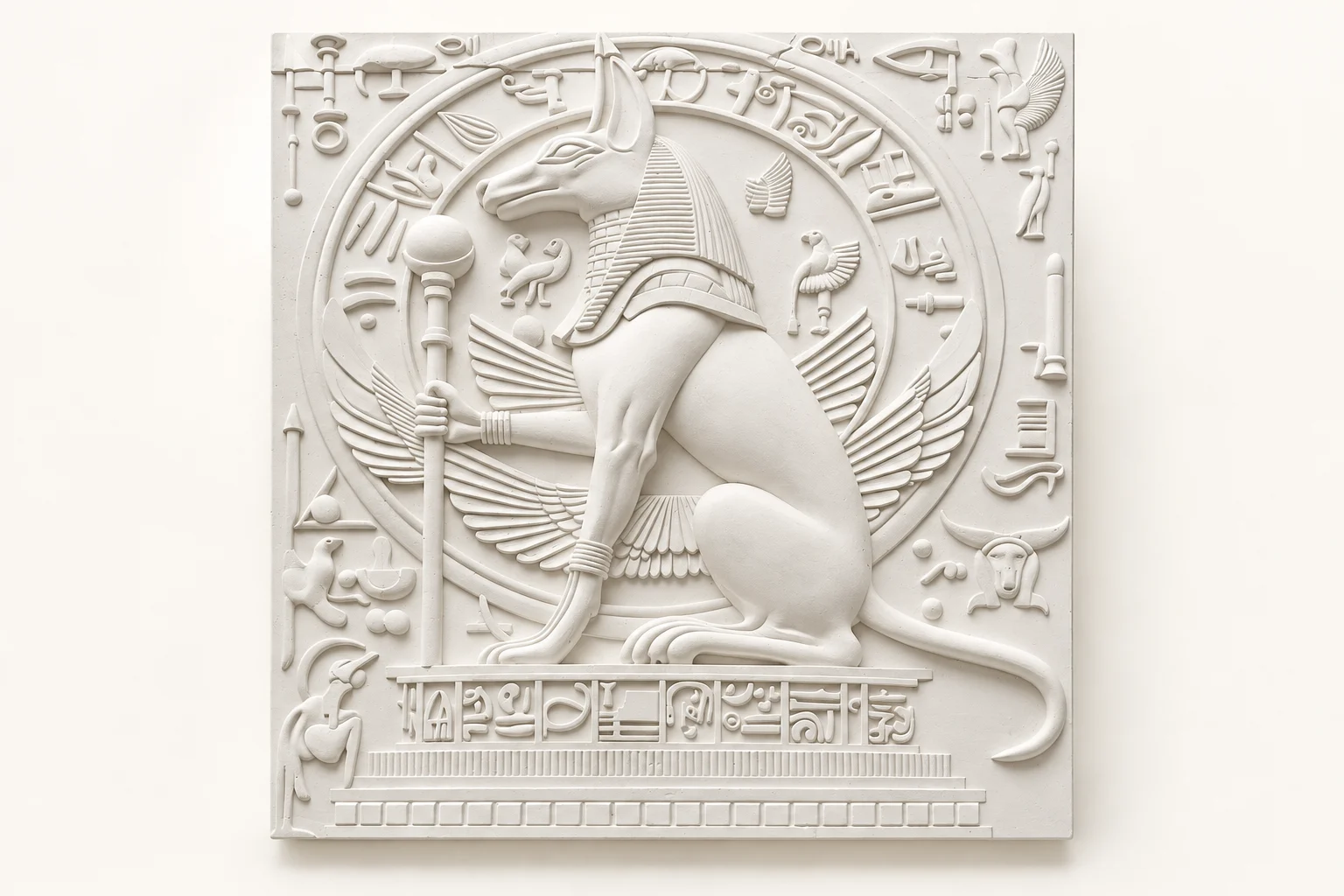 Winged Jackal Wall Relief