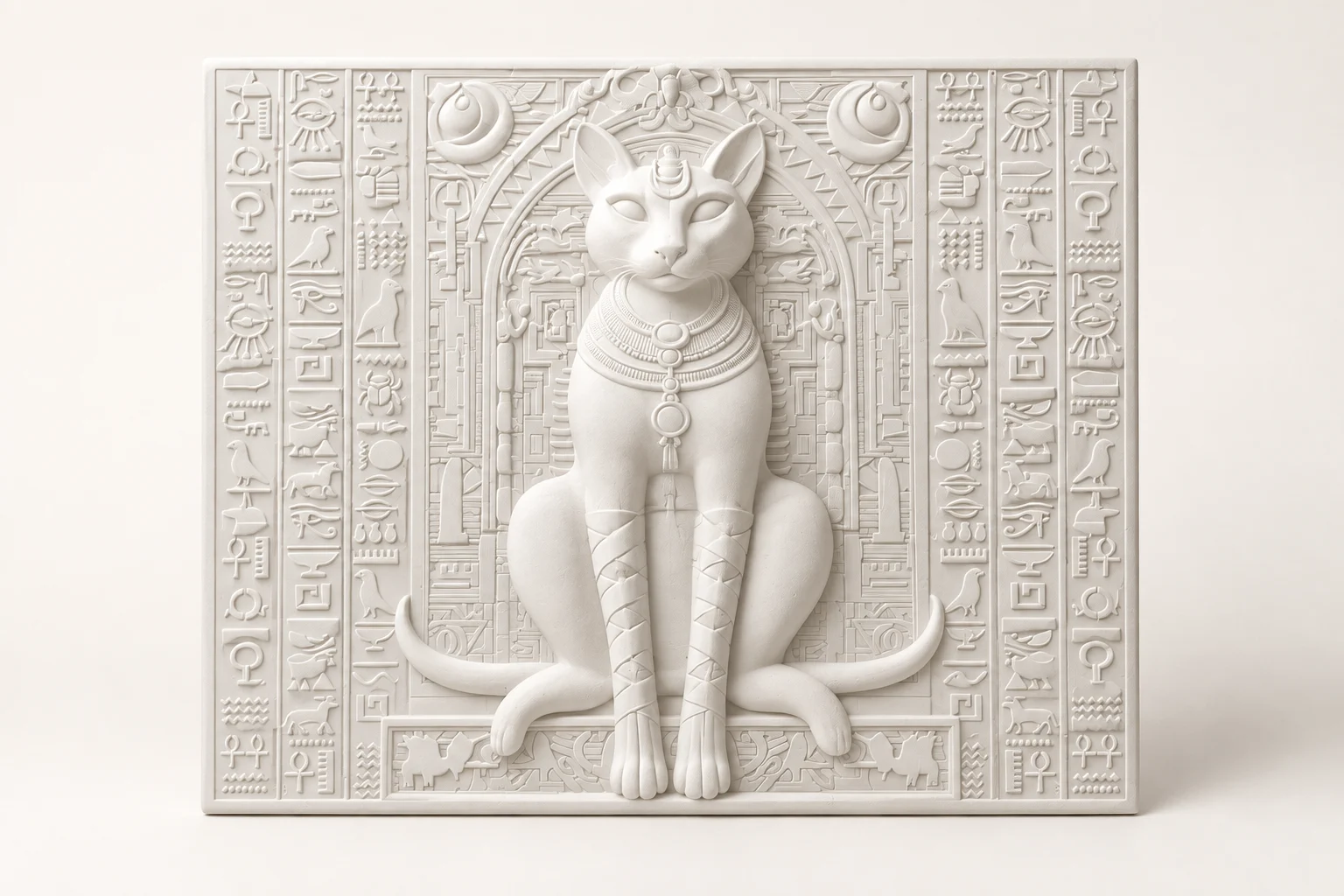Seated Cat Hieroglyph Wall Relief